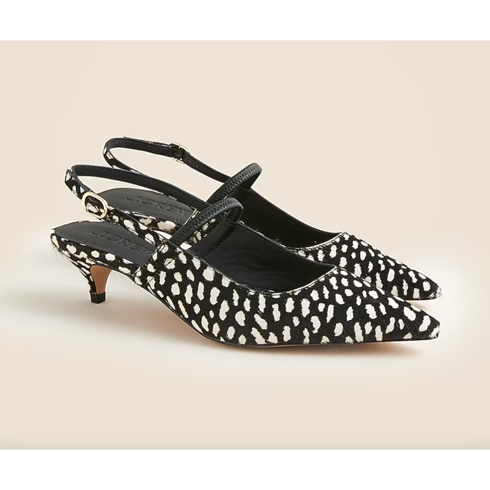 J.Crew Retail Robin Slingback Printed Calf hair Black Multi CM911 Size 5.5